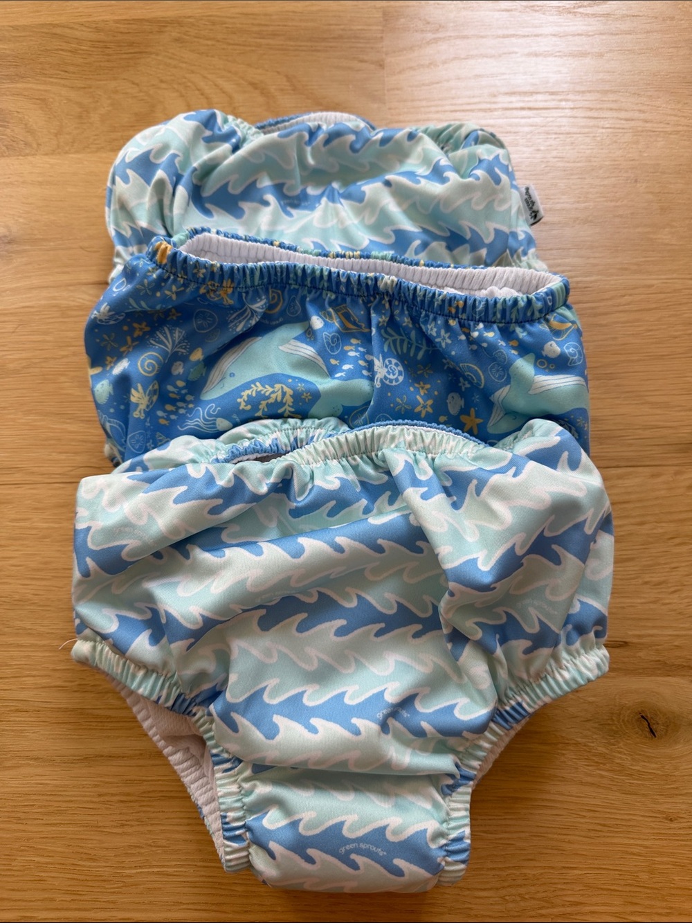 Green Sprout- Reusable Swim Diaper Cover - Blue nautical Print. 4t